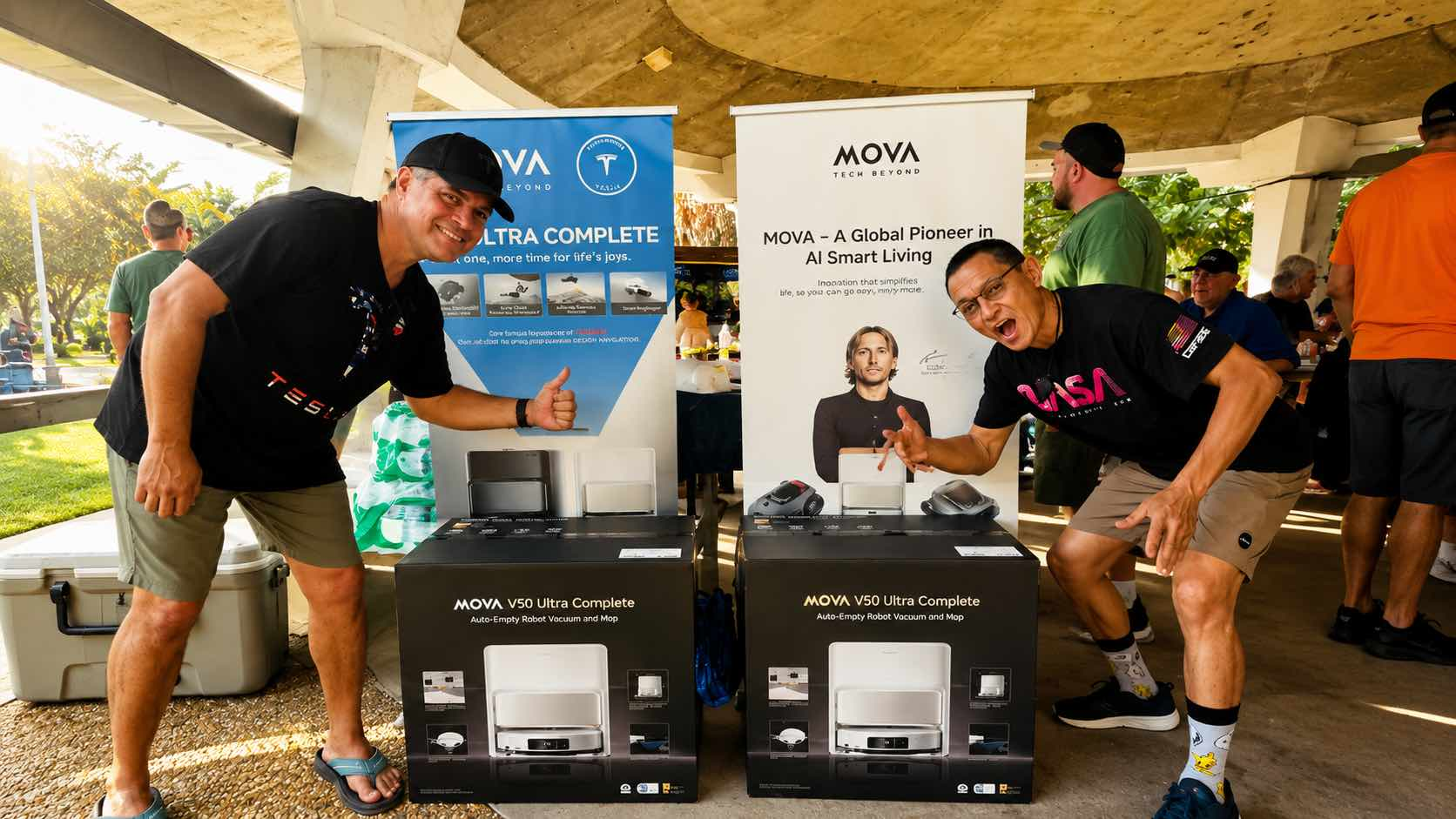 Two MOVA V50 Ultra Complete giveaway prizes at the Tesla Owners of Florida annual BBQ